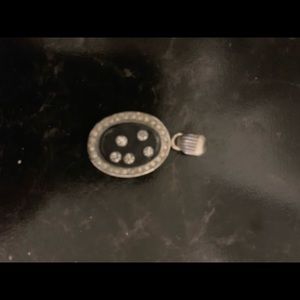Silver 925 Encased Crystals Oval Pendant